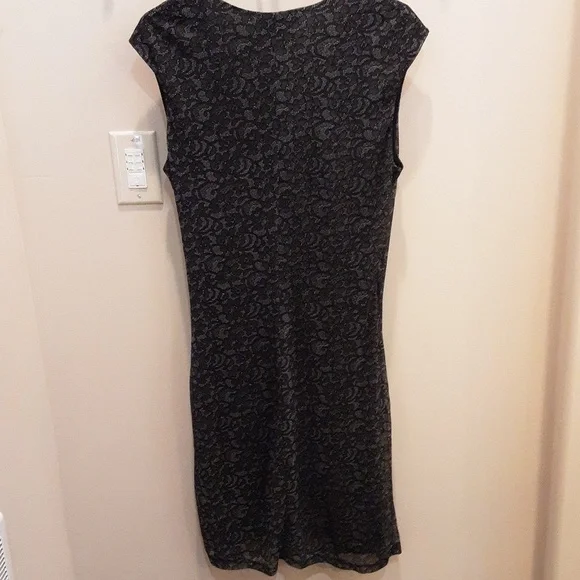 F. L. P. Black and Silver Sheath Midi Dress - Picture 6 of 7